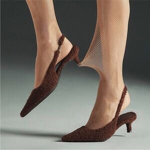 Jeffrey Campbell Persona-F Slingback Kitten Heel Pumps brown size 6